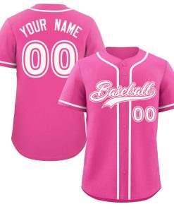 Custom Pink White-Pink Classic Style Authentic Baseball Jersey