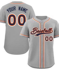 Custom Gray Navy-White Classic Style Authentic Baseball Jersey