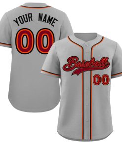 Custom Gray Crimson-Black Classic Style Authentic Baseball Jersey