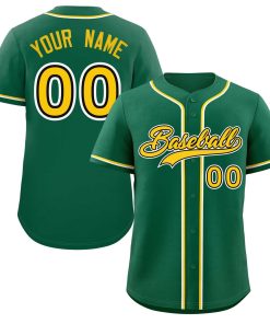 Custom Green Gold-White Classic Style Authentic Baseball Jersey