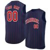 Custom Navy Red-White Sleeveless Stripe Fashion Baseball Jersey