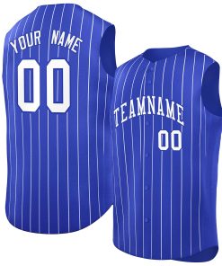 Custom Royal White-Royal Sleeveless Stripe Fashion Baseball Jersey