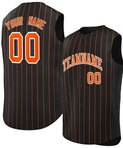 Custom Black Orange-White Sleeveless Stripe Fashion Baseball Jersey