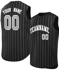 Custom Black White-Gray Sleeveless Stripe Fashion Baseball Jersey