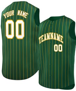 Custom Green White-Yellow Sleeveless Stripe Fashion Baseball Jersey