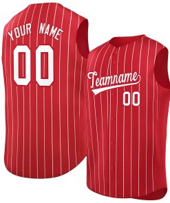 Custom Red White-Red Sleeveless Stripe Fashion Baseball Jersey