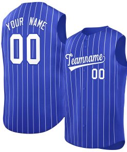 Custom Royal White-Royal Sleeveless Stripe Fashion Baseball Jersey