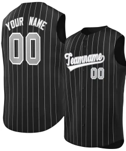 Custom Black White-Gray Sleeveless Stripe Fashion Baseball Jersey