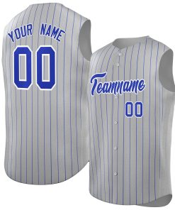 Custom Gray Royal-White Sleeveless Stripe Fashion Baseball Jersey