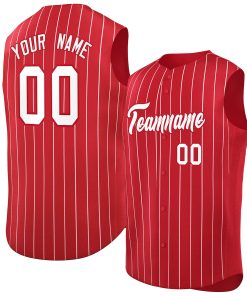 Custom Red White-Red Sleeveless Stripe Fashion Baseball Jersey