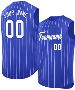 Custom Royal White-Royal Sleeveless Stripe Fashion Baseball Jersey