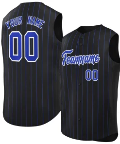 Custom Black Royal-White Sleeveless Stripe Fashion Baseball Jersey