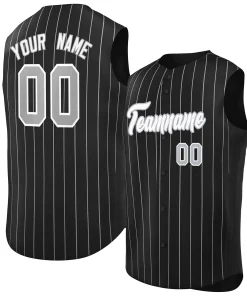 Custom Black White-Gray Sleeveless Stripe Fashion Baseball Jersey