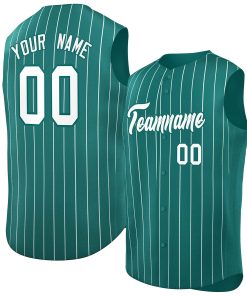 Custom Aqua White-Aqua Sleeveless Stripe Fashion Baseball Jersey