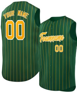 Custom Green Yellow-White Sleeveless Stripe Fashion Baseball Jersey