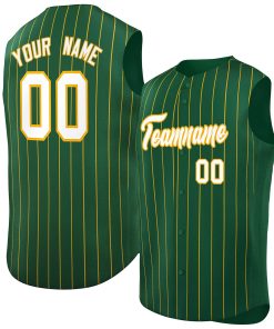 Custom Green White-Yellow Sleeveless Stripe Fashion Baseball Jersey