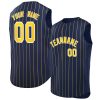 Custom Navy Gold-White Sleeveless Stripe Fashion Baseball Jersey