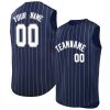 Custom Navy White-Gray Sleeveless Stripe Fashion Baseball Jersey