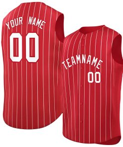 Custom Red White-Red Sleeveless Stripe Fashion Baseball Jersey