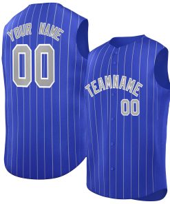 Custom Royal Gray-White Sleeveless Stripe Fashion Baseball Jersey
