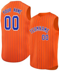 Custom Orange Royal-White Sleeveless Stripe Fashion Baseball Jersey
