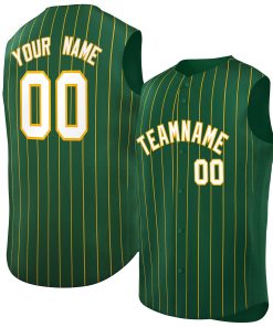 Custom Green White-Yellow Sleeveless Stripe Fashion Baseball Jersey