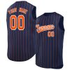 Custom Navy Orange-White Sleeveless Stripe Fashion Baseball Jersey