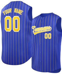 Custom Royal Gold-White Sleeveless Stripe Fashion Baseball Jersey