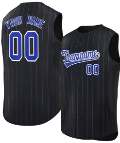 Custom Black Royal-White Sleeveless Stripe Fashion Baseball Jersey