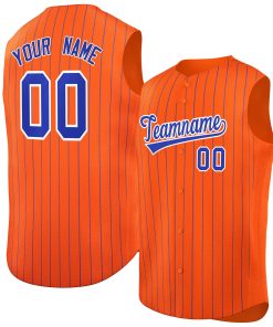 Custom Orange Royal-White Sleeveless Stripe Fashion Baseball Jersey