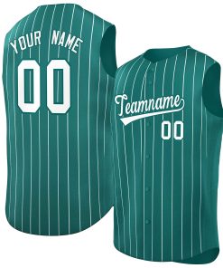 Custom Aqua White-Aqua Sleeveless Stripe Fashion Baseball Jersey