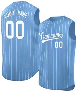Custom Light Blue White-Light Blue Sleeveless Stripe Fashion Baseball Jersey