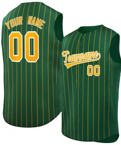 Custom Green Yellow-White Sleeveless Stripe Fashion Baseball Jersey
