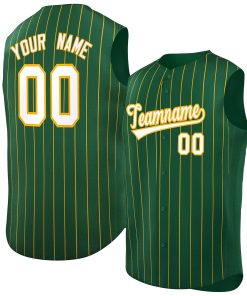 Custom Green White-Yellow Sleeveless Stripe Fashion Baseball Jersey