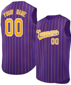 Custom Purple Yellow-White Sleeveless Stripe Fashion Baseball Jersey