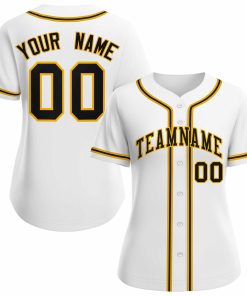 Custom White Black Gold Classic Style Baseball Jersey for Women