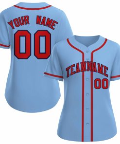 Custom Light Blue Red Navy Classic Style Baseball Jersey for Women