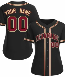 Custom Black Crimson Black Classic Style Baseball Jersey for Women