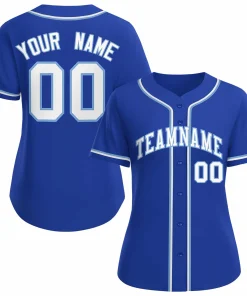 Custom Royal White Light Blue Classic Style Baseball Jersey for Women