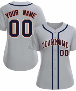 Custom Gray Navy Orange Classic Style Baseball Jersey for Women