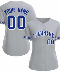 Custom Gray Royal White Classic Style Baseball Jersey for Women