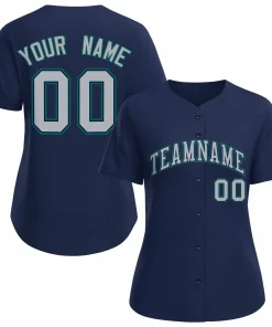 Custom Navy Gray Navy Classic Style Baseball Jersey for Women