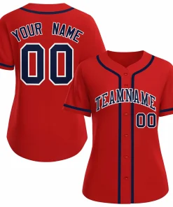 Custom Red Navy White Classic Style Baseball Jersey for Women
