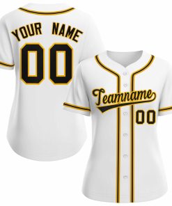 Custom White Black Gold Classic Style Baseball Jersey for Women