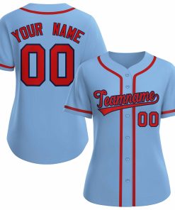 Custom Light Blue Red Navy Classic Style Baseball Jersey for Women