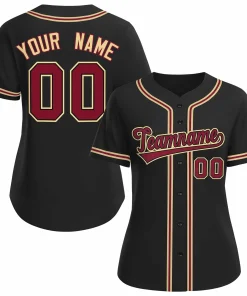 Custom Black Crimson Black Classic Style Baseball Jersey for Women