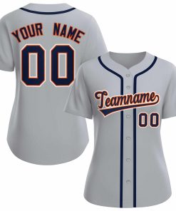 Custom Gray Navy Orange Classic Style Baseball Jersey for Women