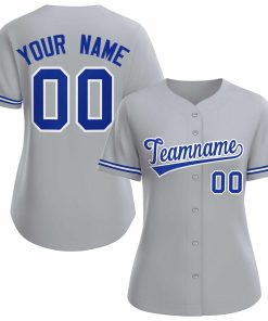 Custom Gray Royal White Classic Style Baseball Jersey for Women