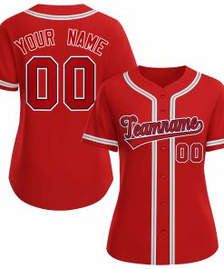 Custom Red Red Navy Classic Style Baseball Jersey for Women