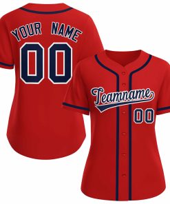 Custom Red Navy White Classic Style Baseball Jersey for Women